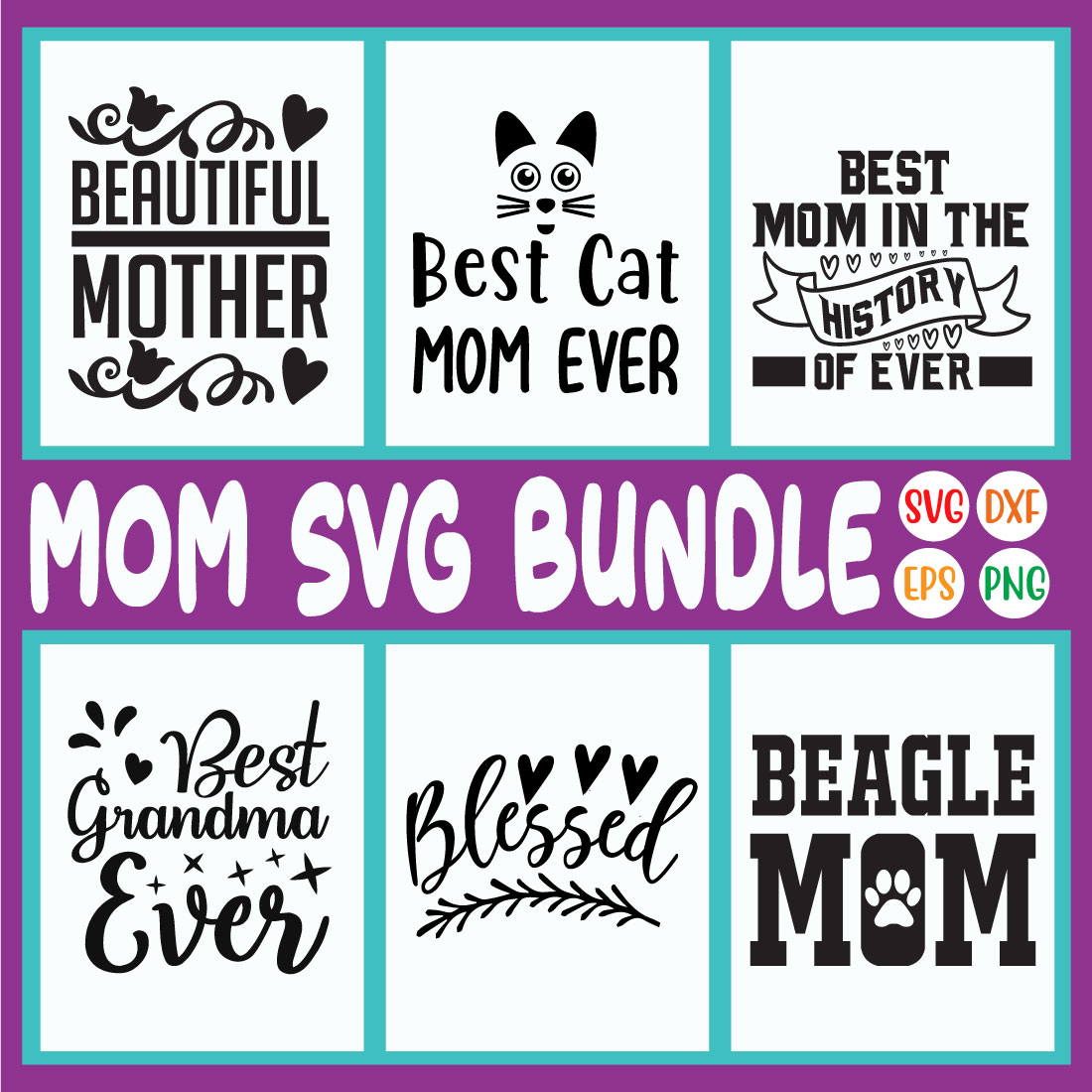 Mom Svg Quotes Black Designs Vol38 cover image.