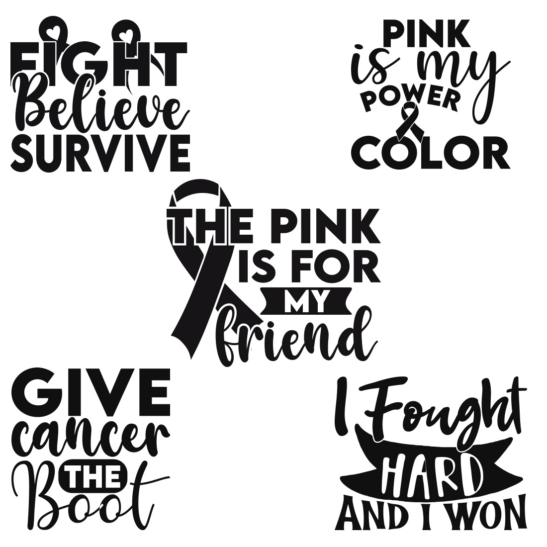Cancer SVG T Shirt Designs Bundle preview image.