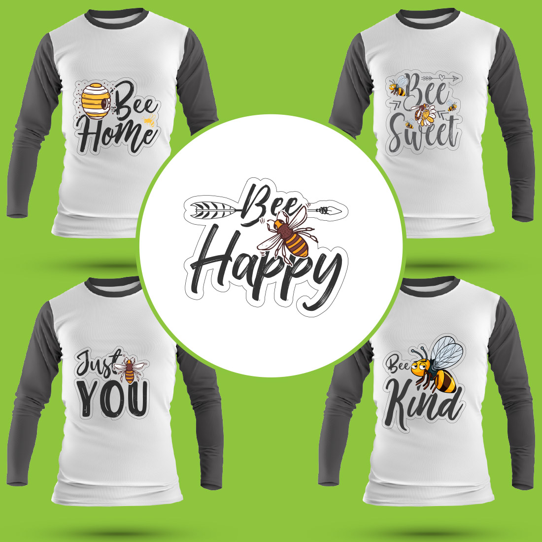 Bee SVG T Shirt Designs Bundle preview image.