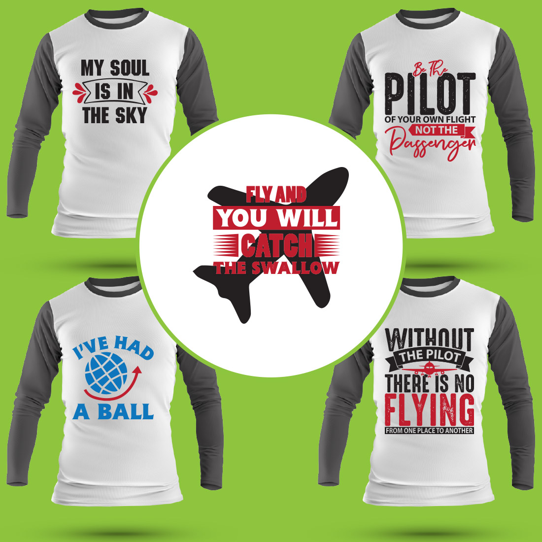 Aviation T Shirt Designs Bundle preview image.