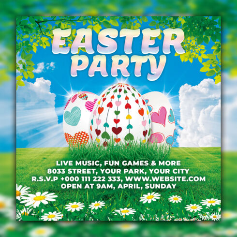 Easter Party Flyer PSD Template cover image.