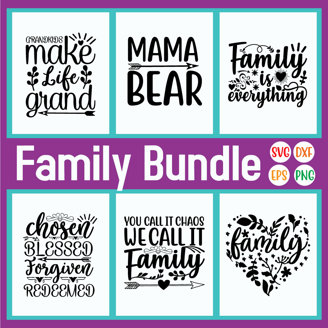 Family Typography Designs Vol6 preview image.