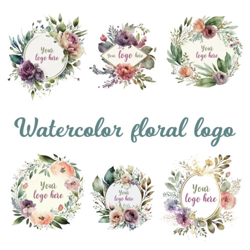 Watercolor Floral Logo Bundles, Pastel floral logo, Watercolor Round Floral Logo, Flower Logo, modern logo, Bundles Logo Design cover image.