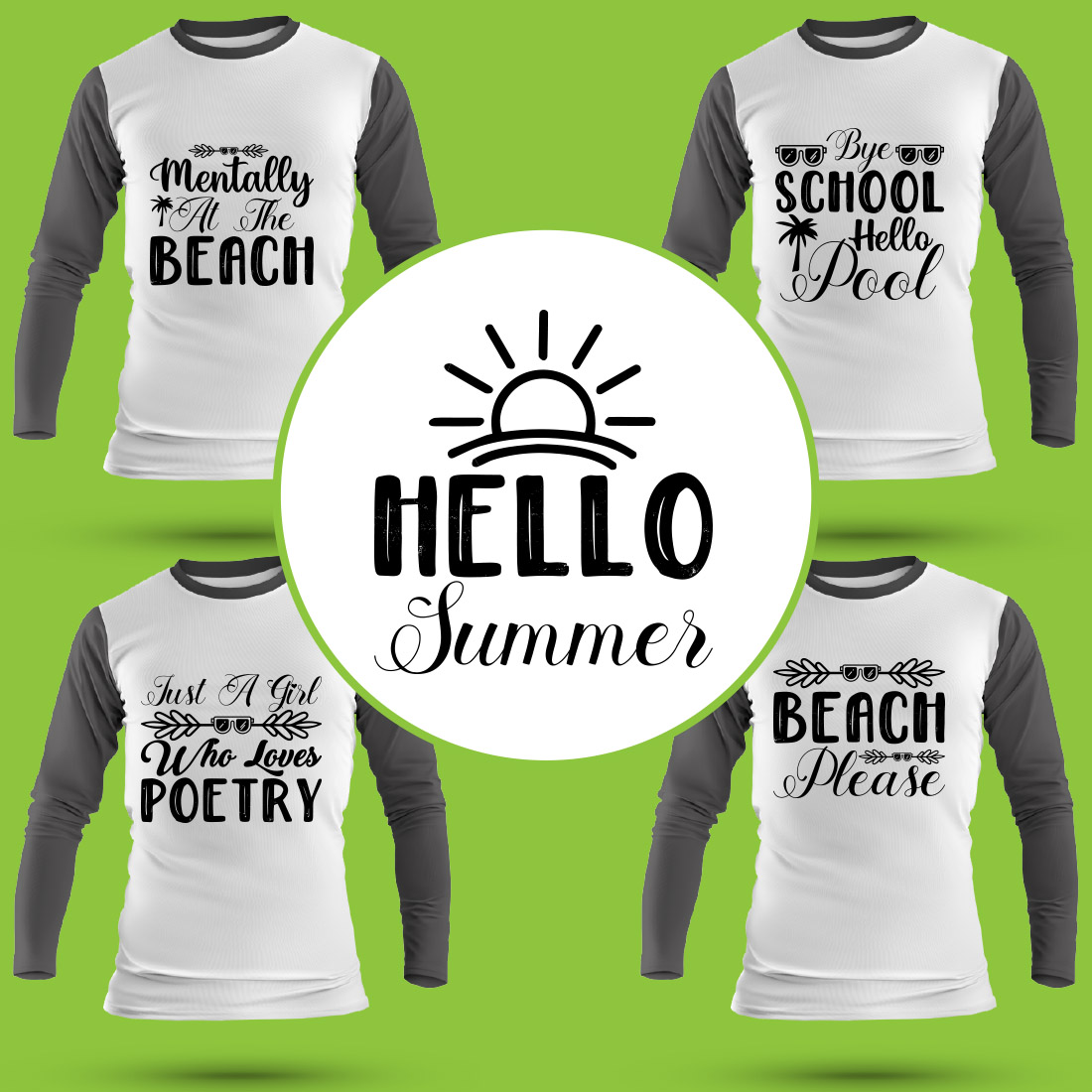 Beach T Shirt Designs Bundle preview image.