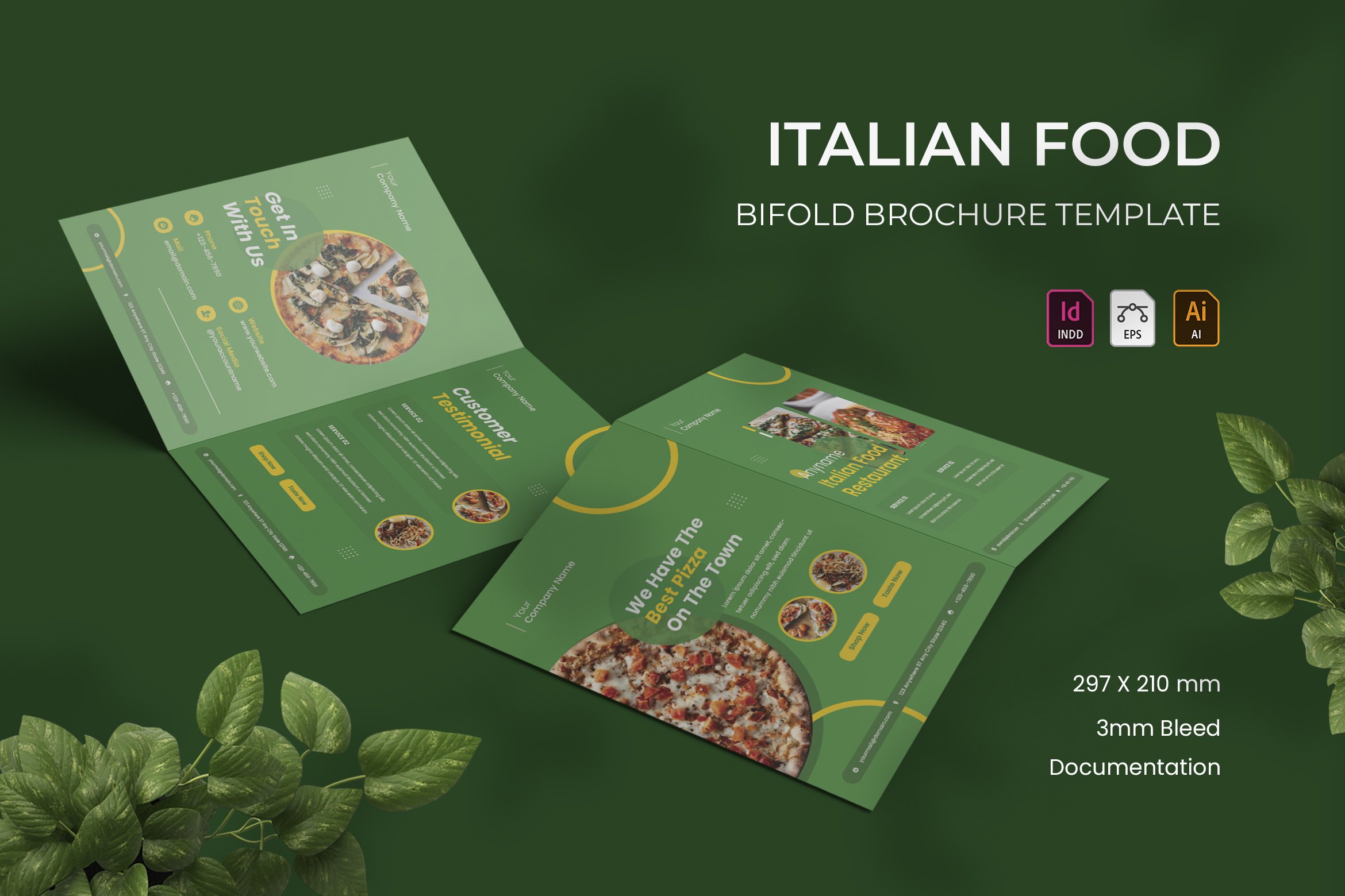 Italian Food - Bifold Brochure cover image.