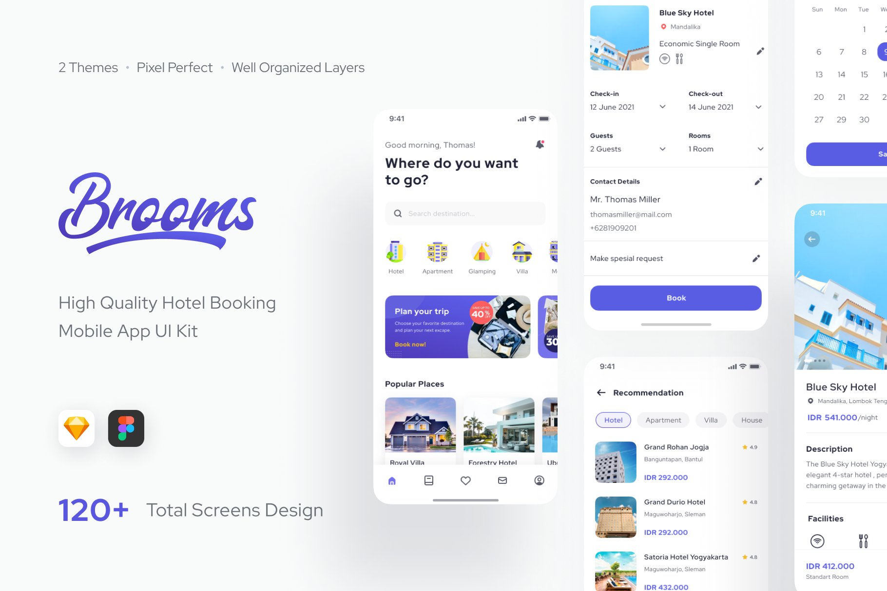 Broom - Hotel Airbnb Booking UI Kit cover image.