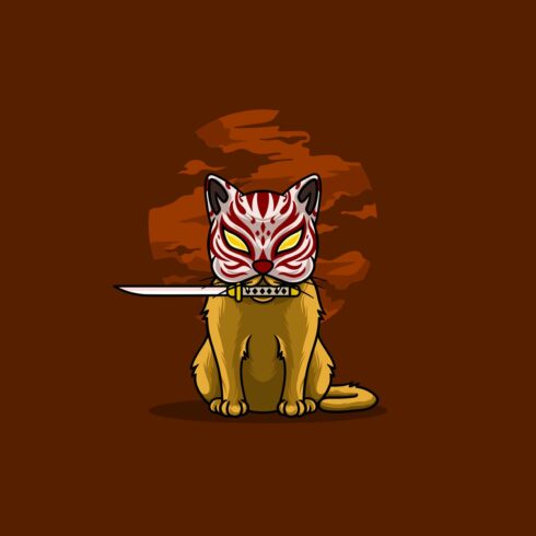 Samurai cat biting sword cover image.