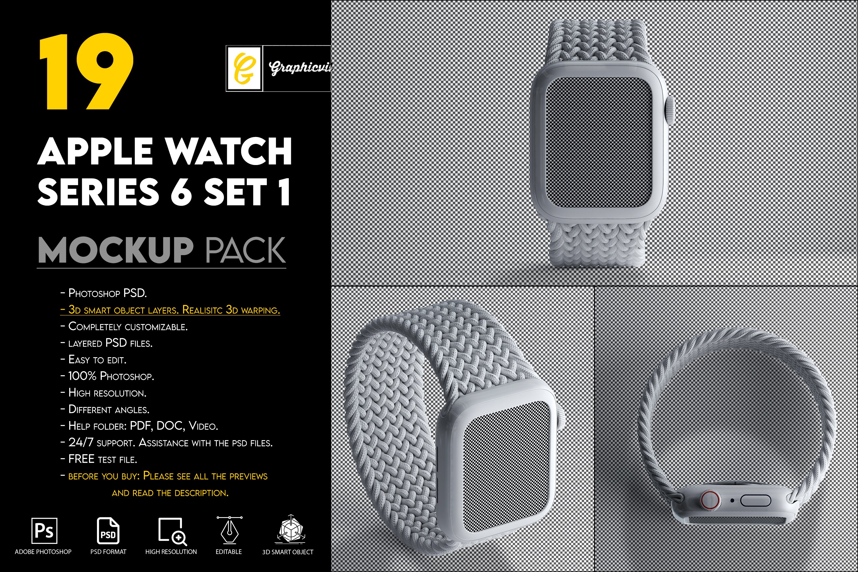 Apple Watch Series 6 mockup set 1 preview image.
