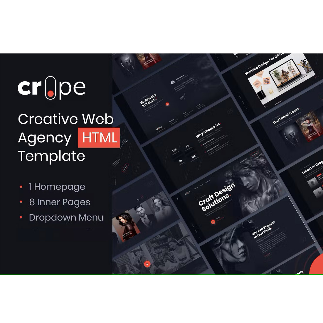 Crope - Creative Web Agency HTML Template cover image.