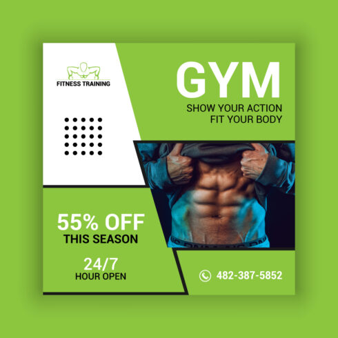 Gym Social Media Post Template Bundle cover image.