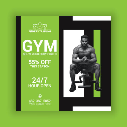 Gym Social Media Post Template Bundle cover image.