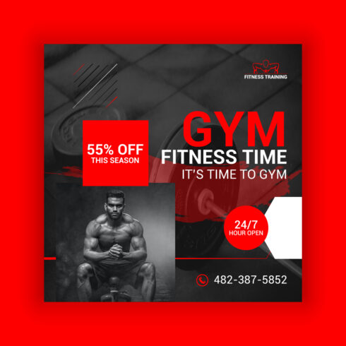 Gym Social Media Post Template Bundle cover image.