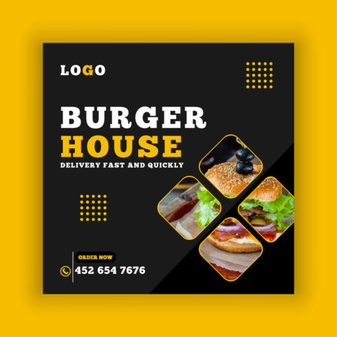 Burger House Social Media Post Template Bundle cover image.