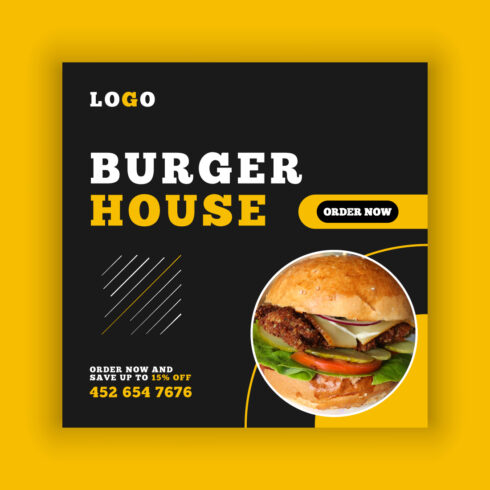 Burger House & Fast Food Delivery Social Media Post Template Bundle cover image.