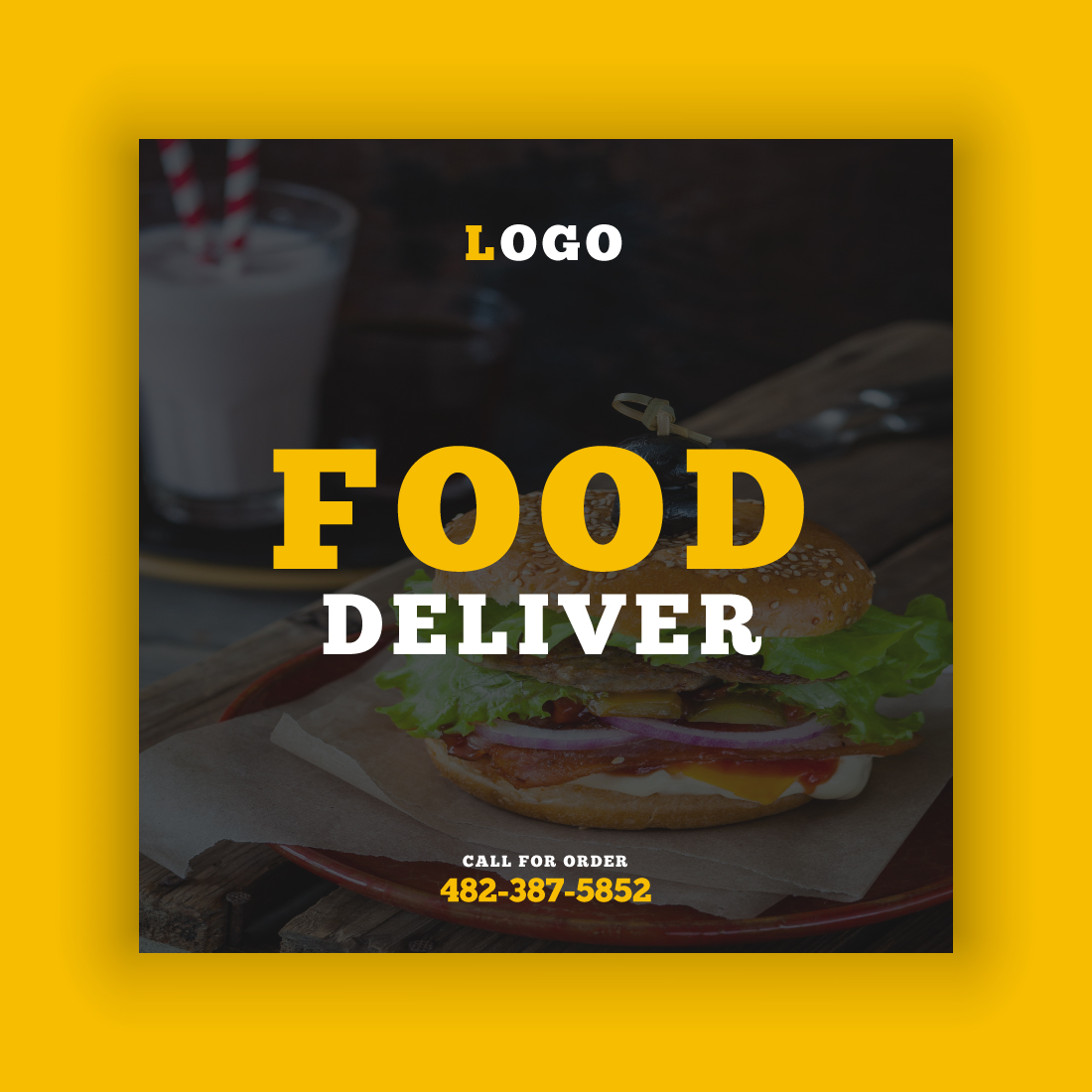 Pizza & Food Deliver Social Media Post Template Bundle cover image.