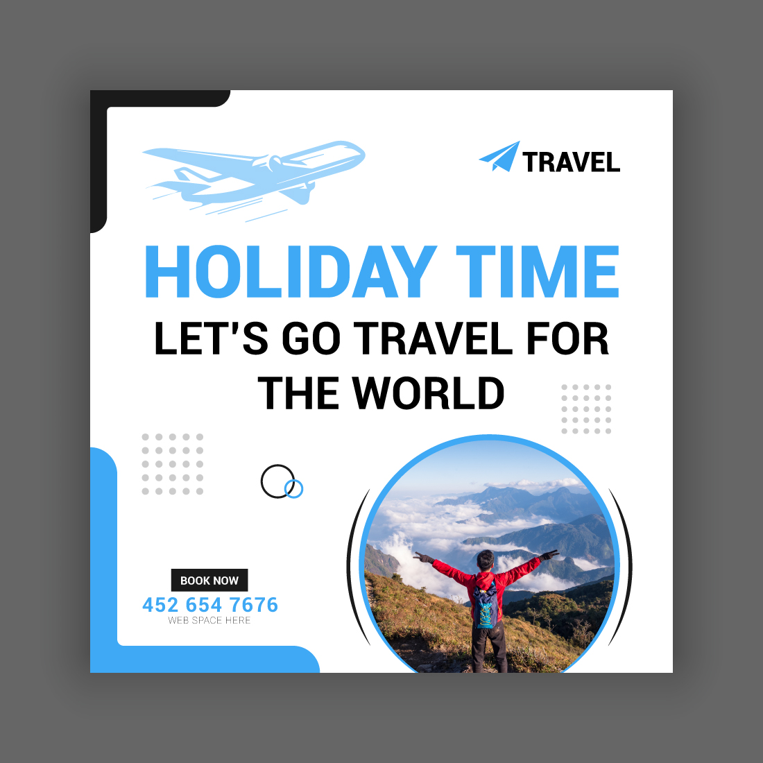 Travel Agency Social Media Post Template Bundle preview image.