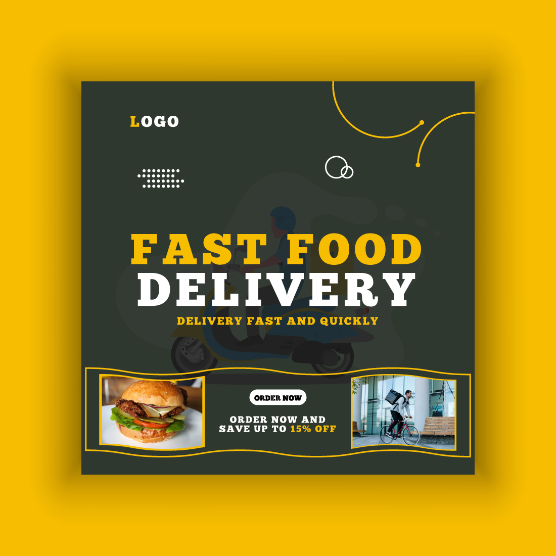 Burger House & Fast Food Delivery Social Media Post Template Bundle preview image.