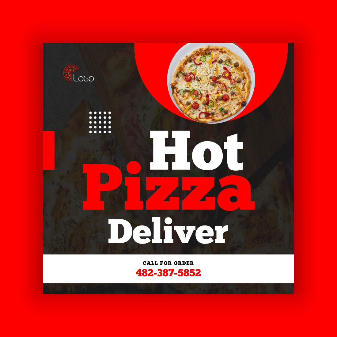 Pizza & Food Deliver Social Media Post Template Bundle preview image.