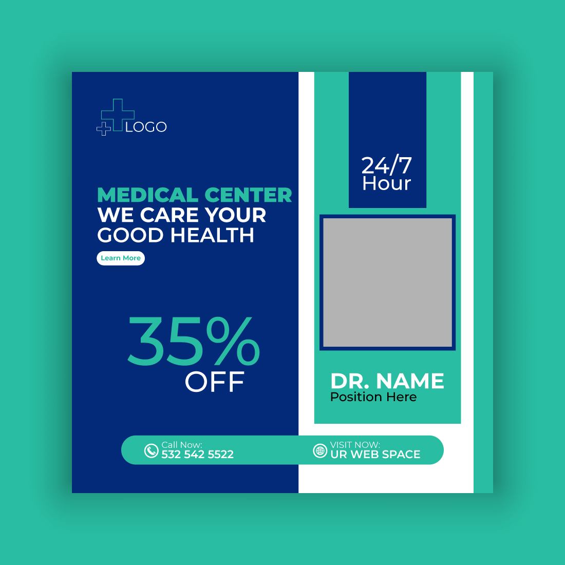 Medical Center Media Post Template Bundle preview image.