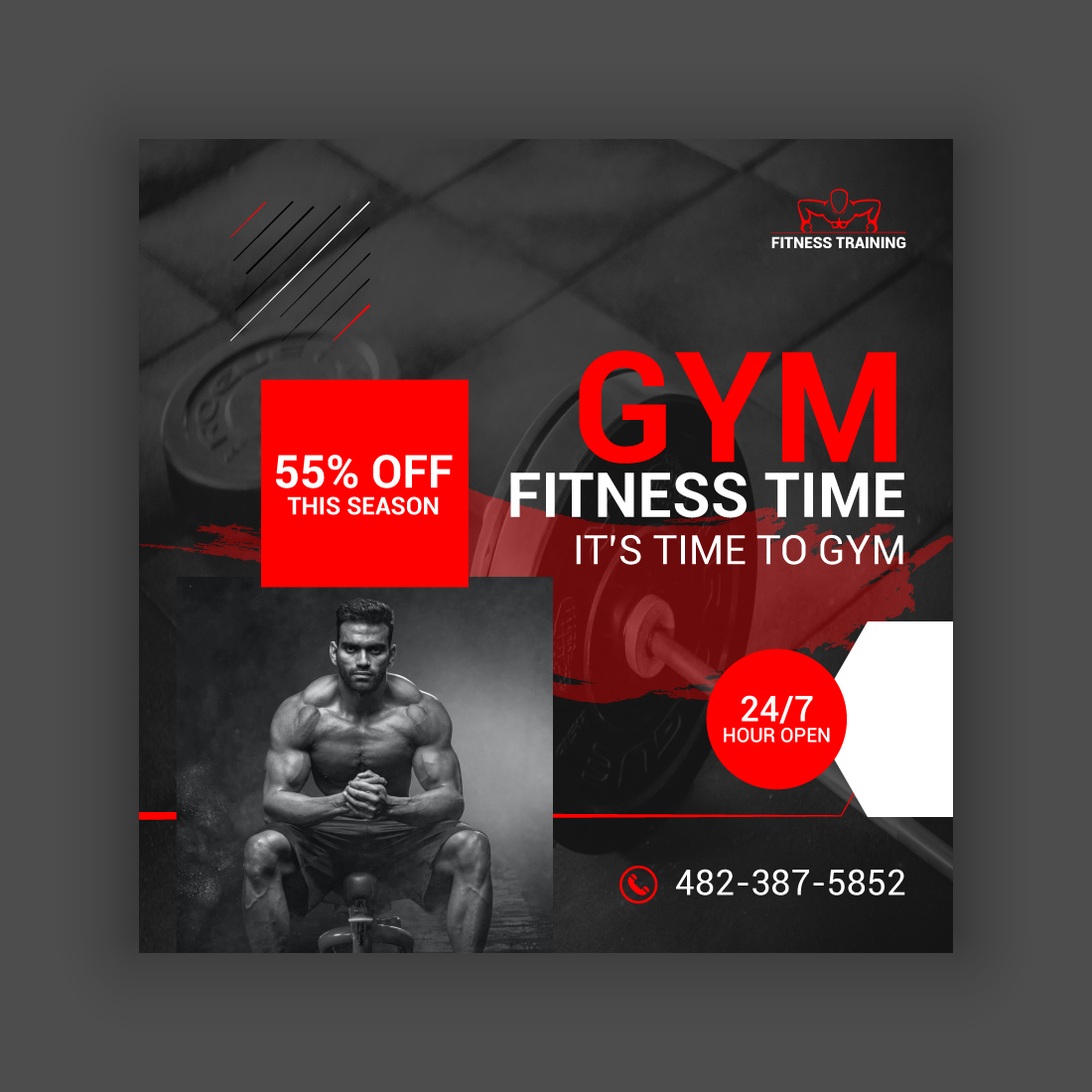 Gym Social Media Post Template Bundle preview image.