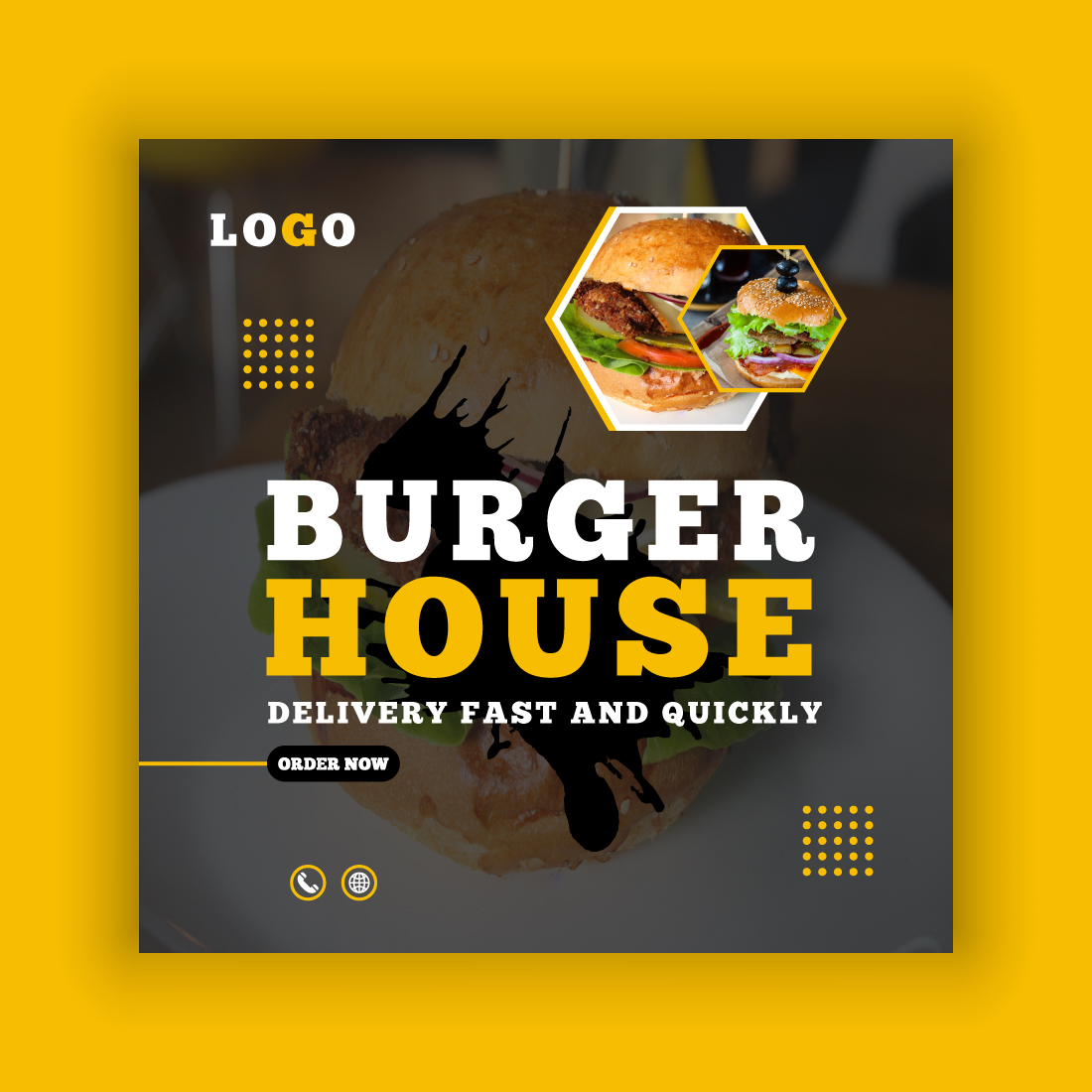 Burger House Social Media Post Template Bundle preview image.