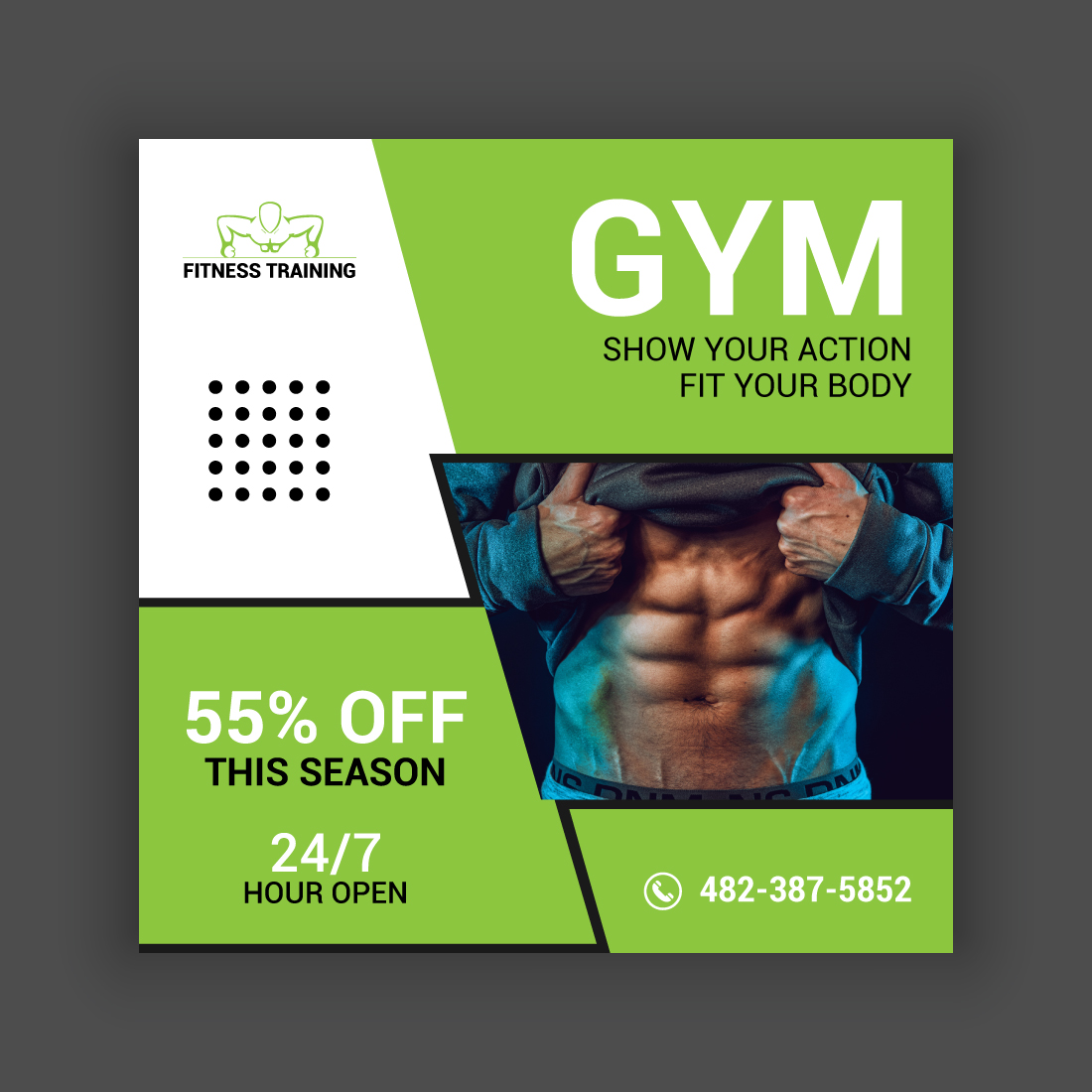 Gym Social Media Post Template Bundle preview image.