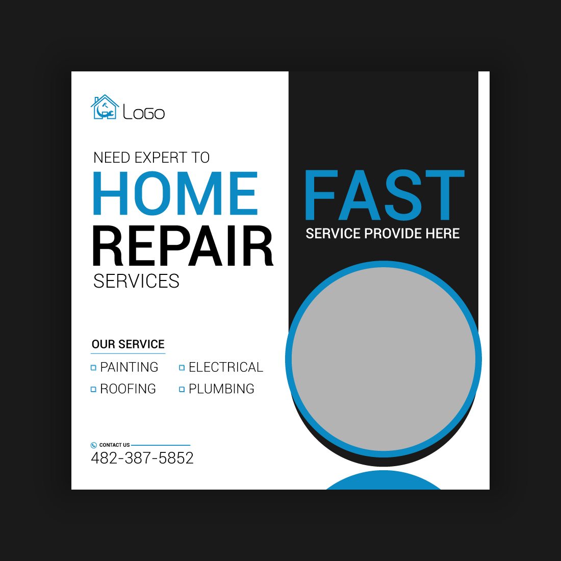 Home Repair Service Media Post Template Bundle preview image.