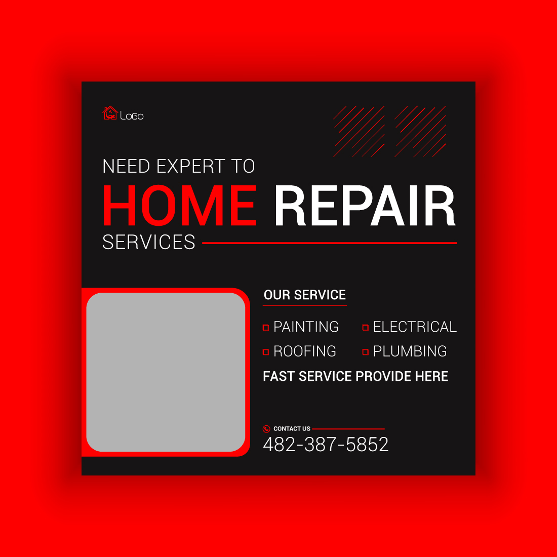 Home Repair Service Media Post Template Bundle preview image.