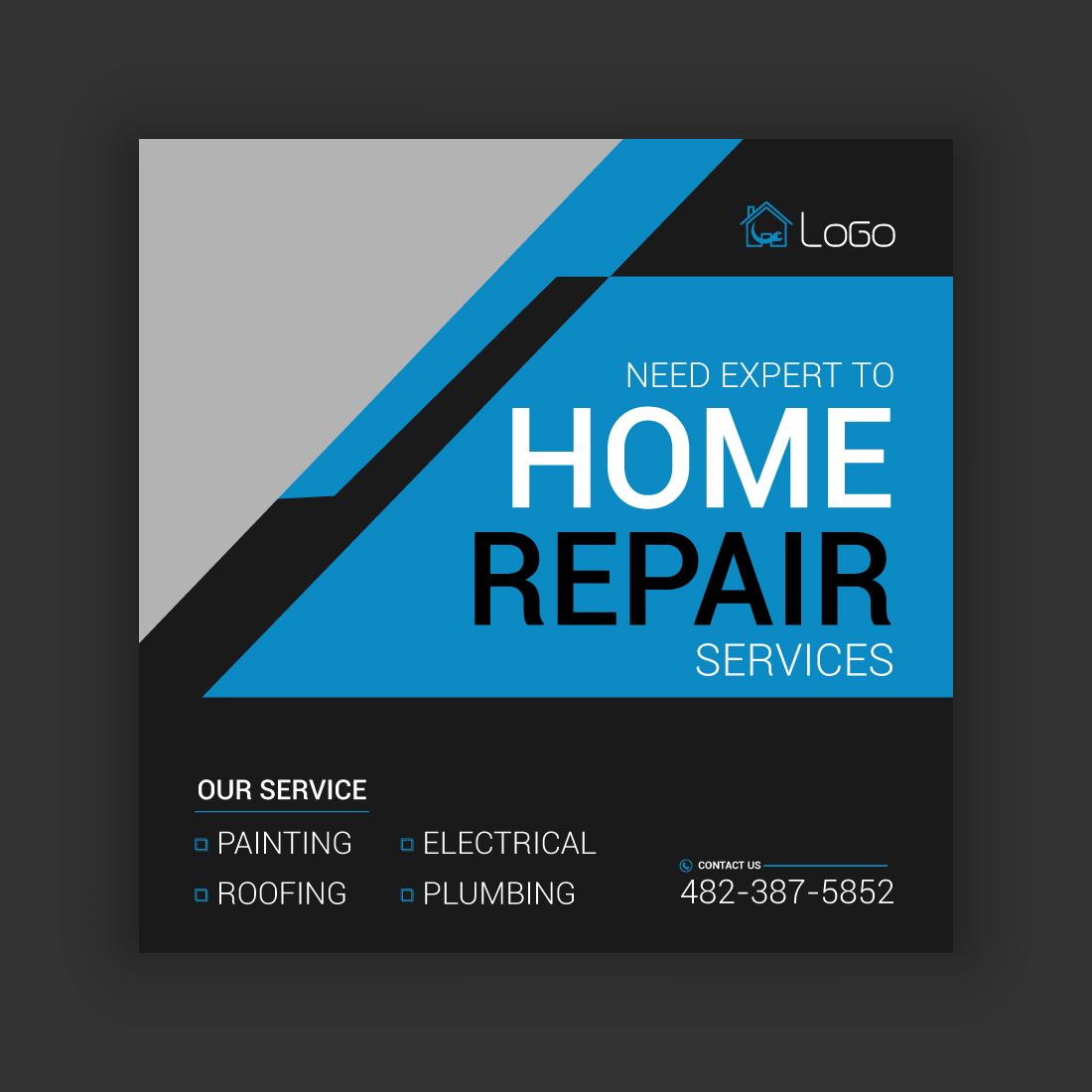 Home Repair Service Media Post Template Bundle preview image.