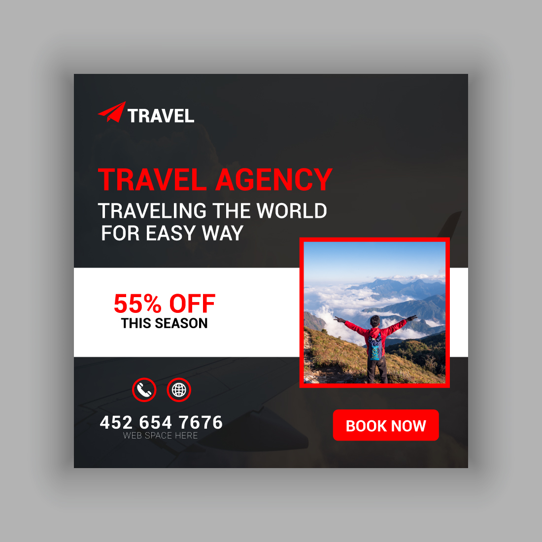 Travel Agency Social Media Post Template Bundle preview image.