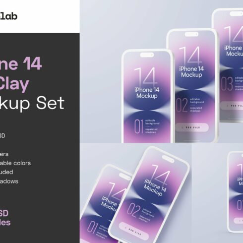 iPhone 14 Pro Clay Mockup Set cover image.