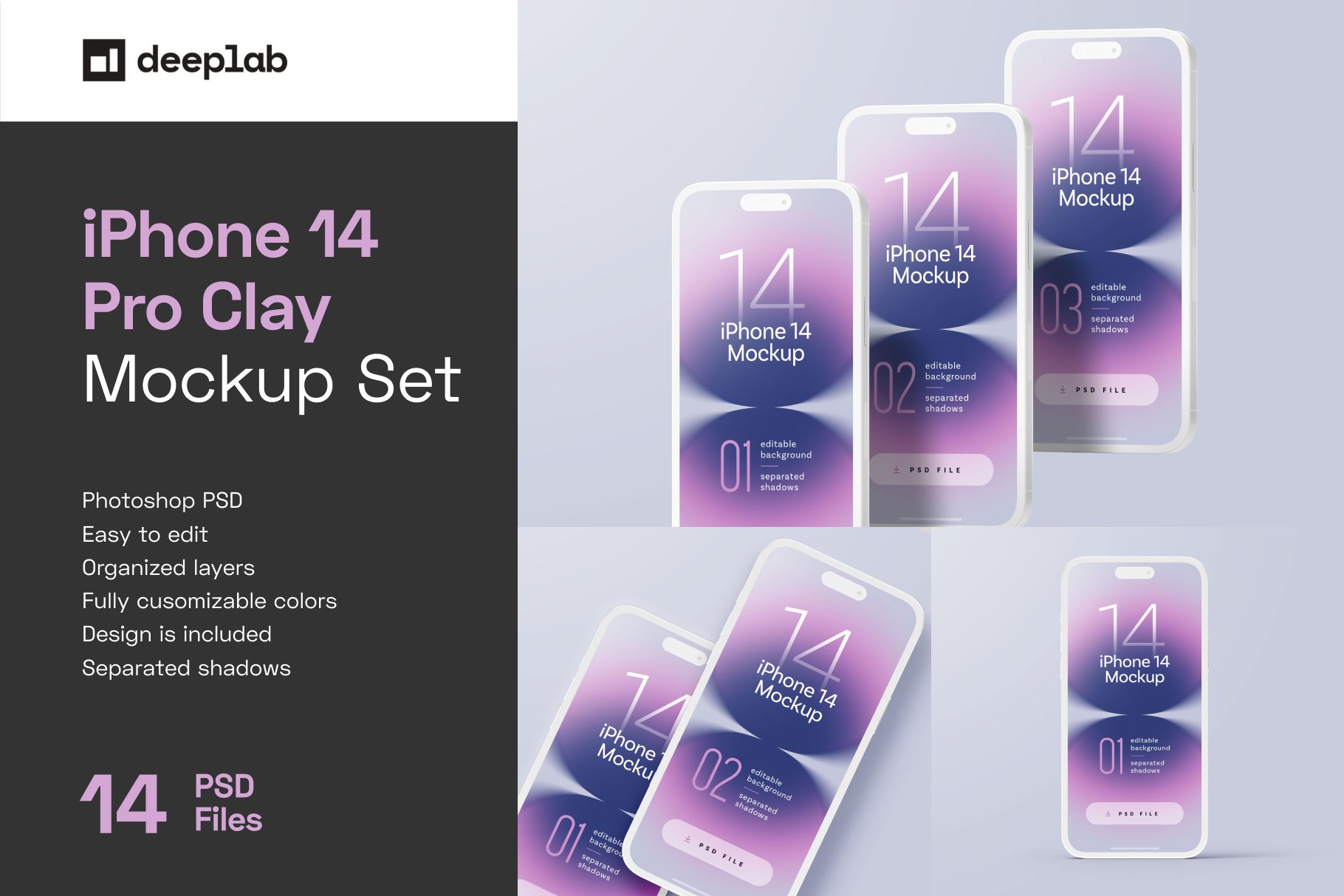 iPhone 14 Pro Clay Mockup Set cover image.