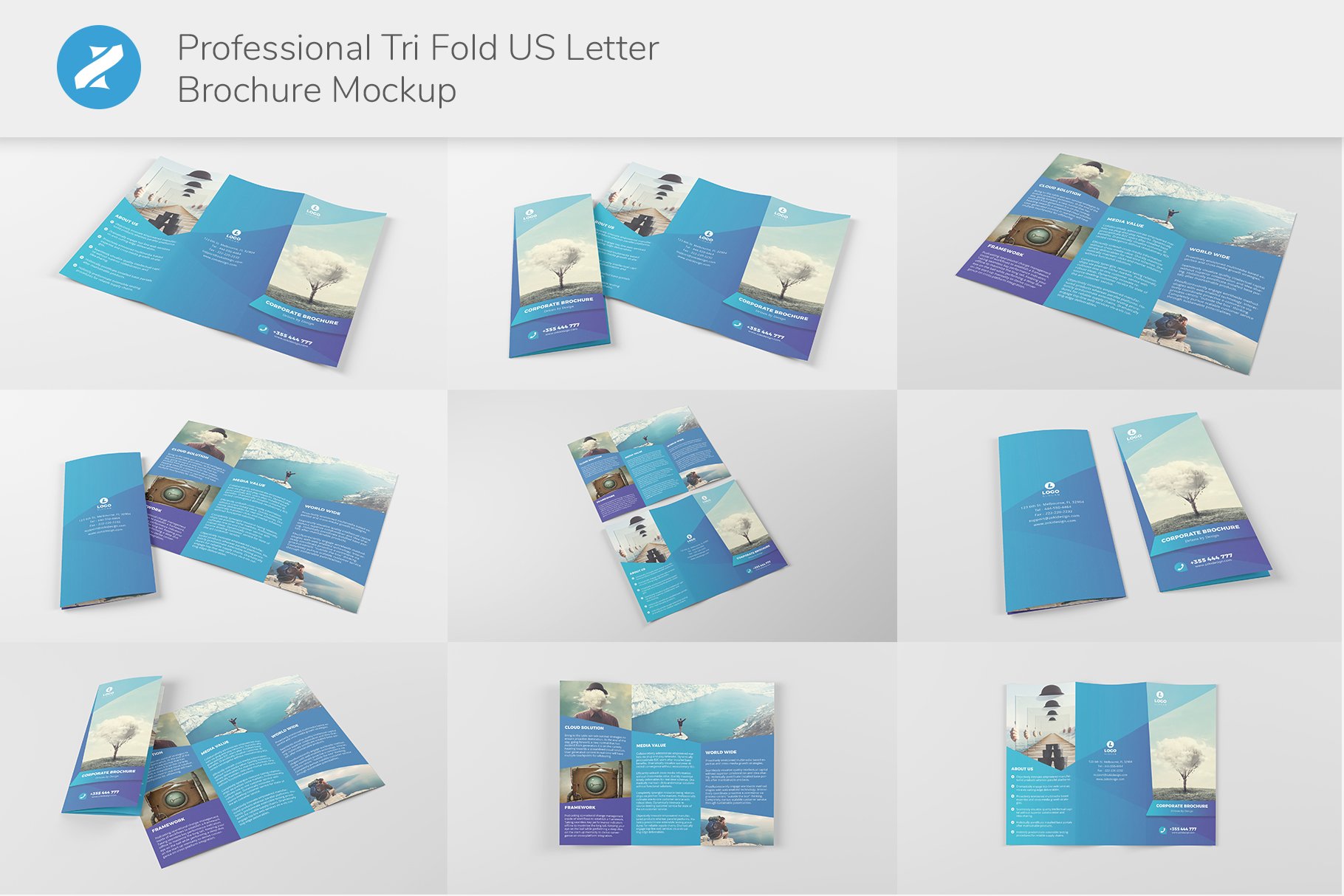 Tri Fold Brochure Mockup cover image.