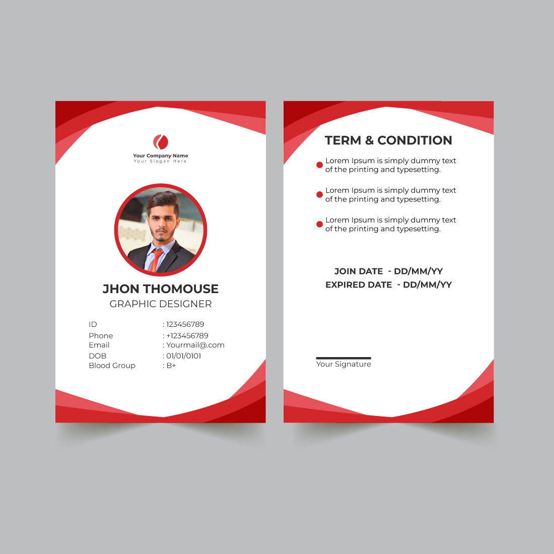 ID Card Design Template preview image.