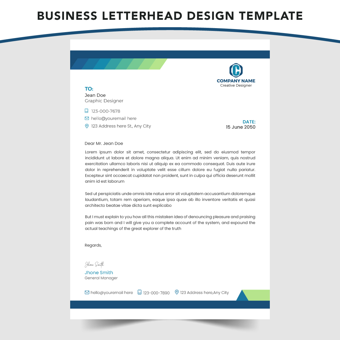 Corporate Business Letterhead Template Design cover image.