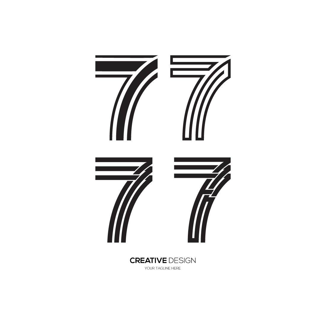 Number 7 Line Art Shape Modern Logo cover image.