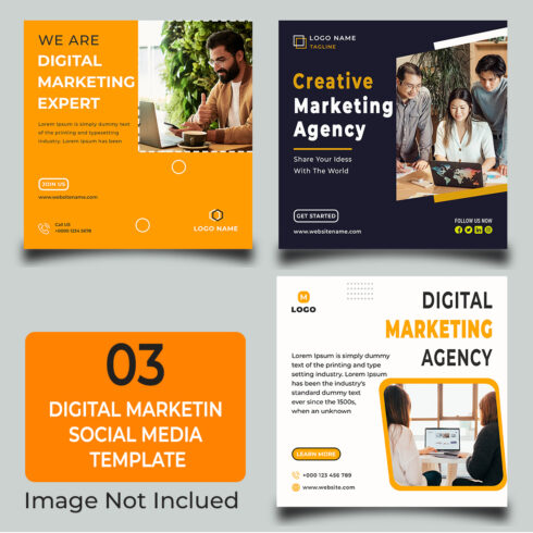 3 Digital Marketing Social Media Template cover image.