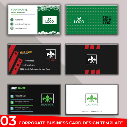 Corporate Business Card Design Template cover image.