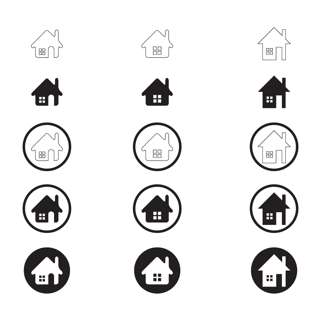 Simple Set of Home Icon - Home Icon without door - Home Icon with door -Home Icon with circle preview image.