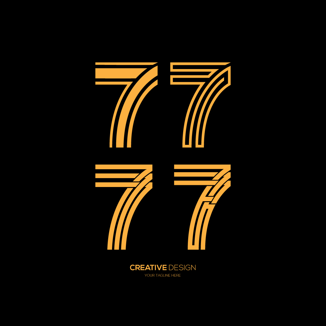Number 7 Line Art Shape Modern Logo preview image.