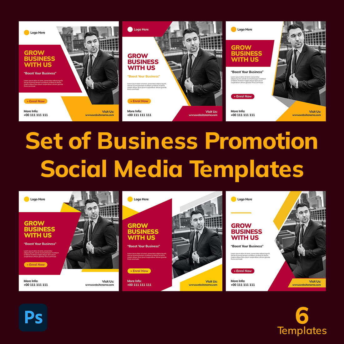 Set of Business Promotion Social Media Templates preview image.