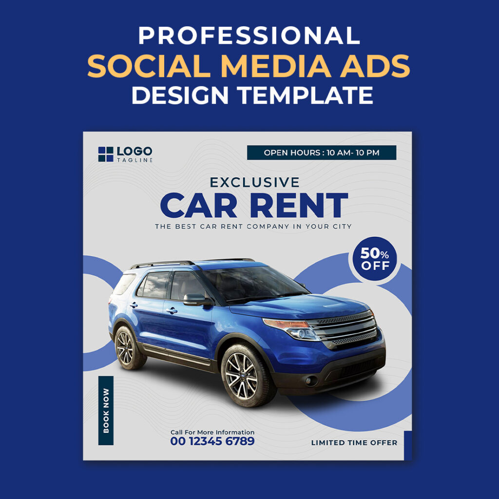 Professional & Creative Modern Car Rent Social Media Ads Banner Design ...