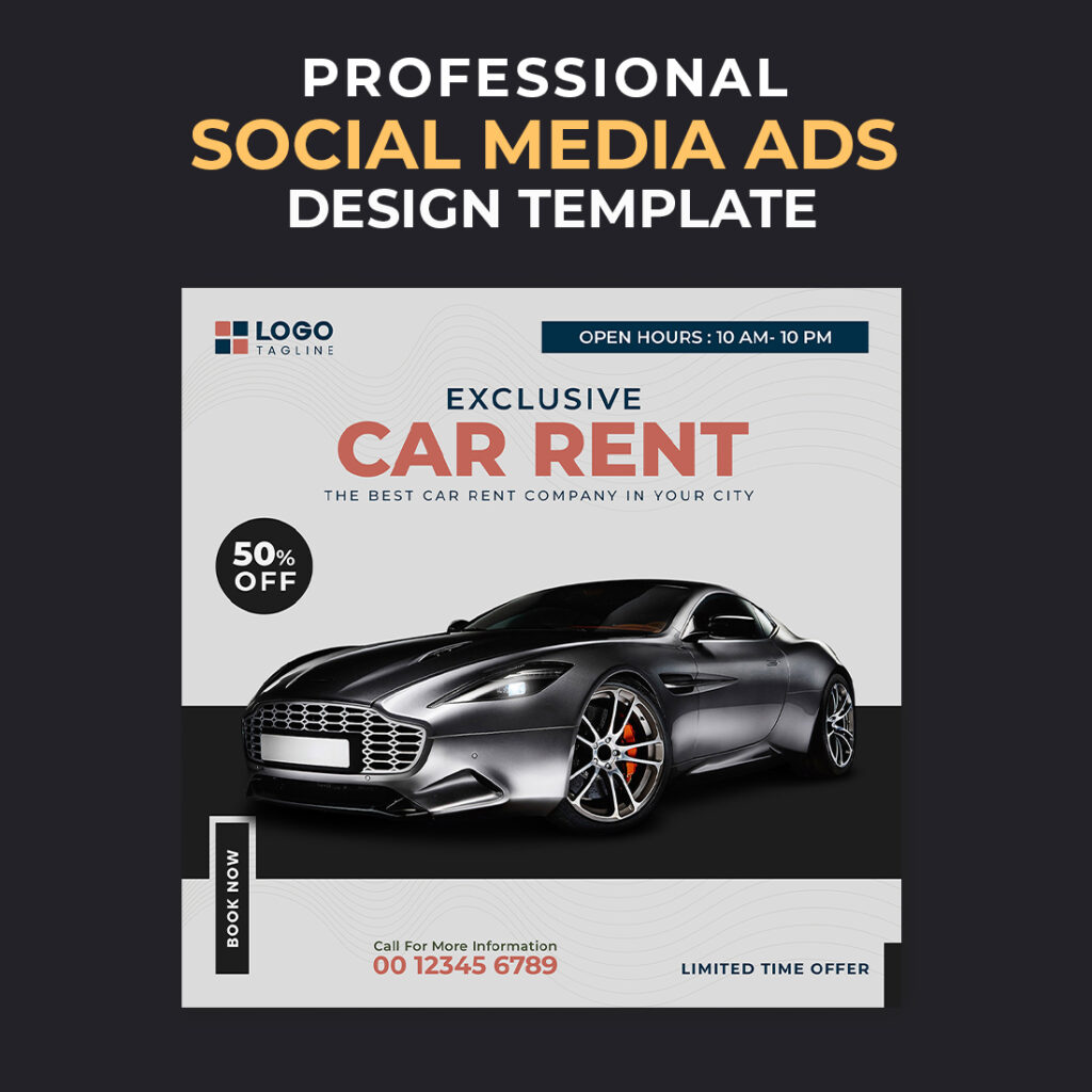 Professional & Creative Modern Car Rent Social Media Ads Banner Design ...