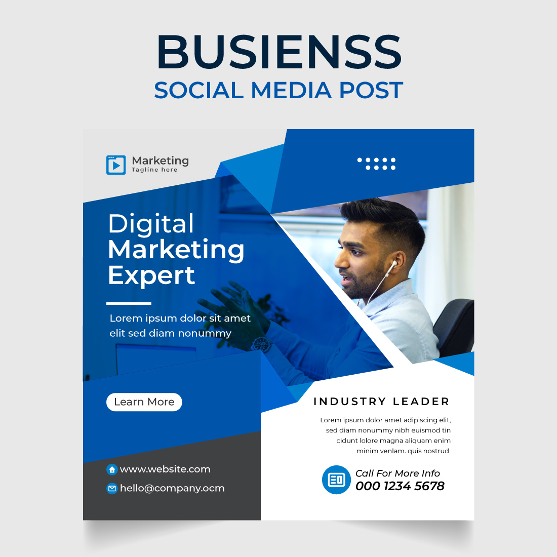 Business social media post template cover image.