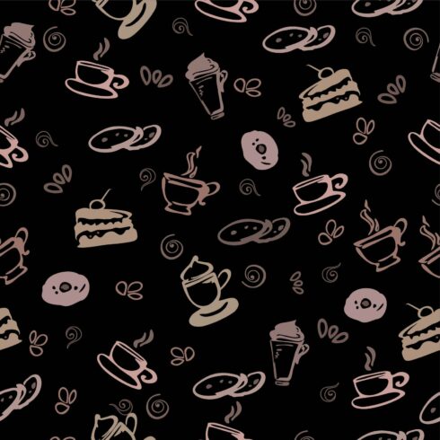 Set of Coffee seamless pattern cover image.