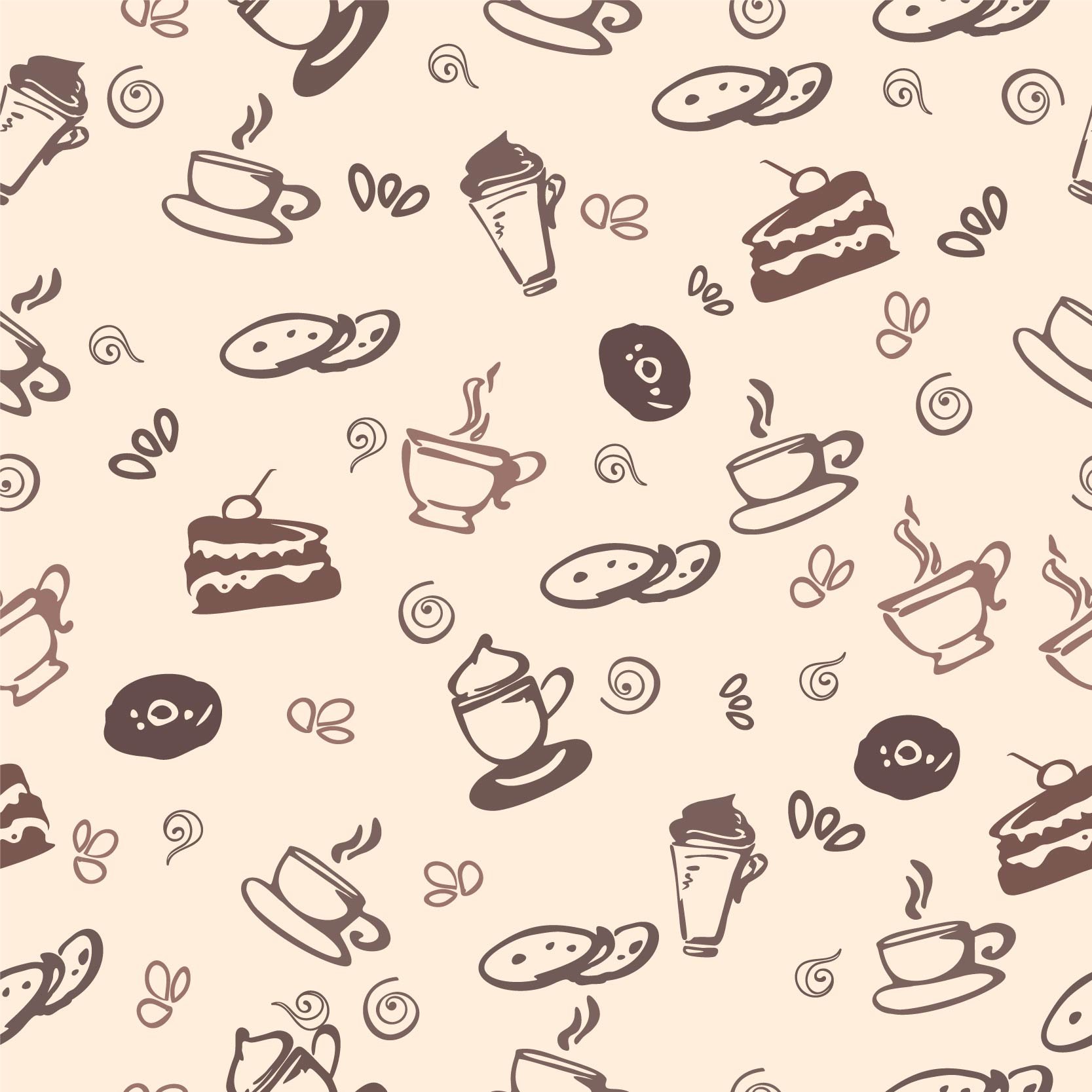 Set of Coffee seamless pattern preview image.