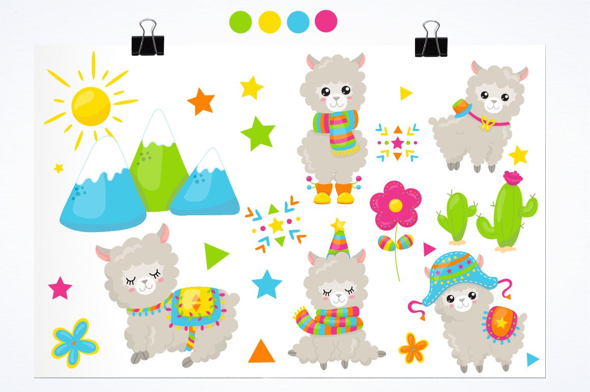 Alpaca illustration pack preview image.