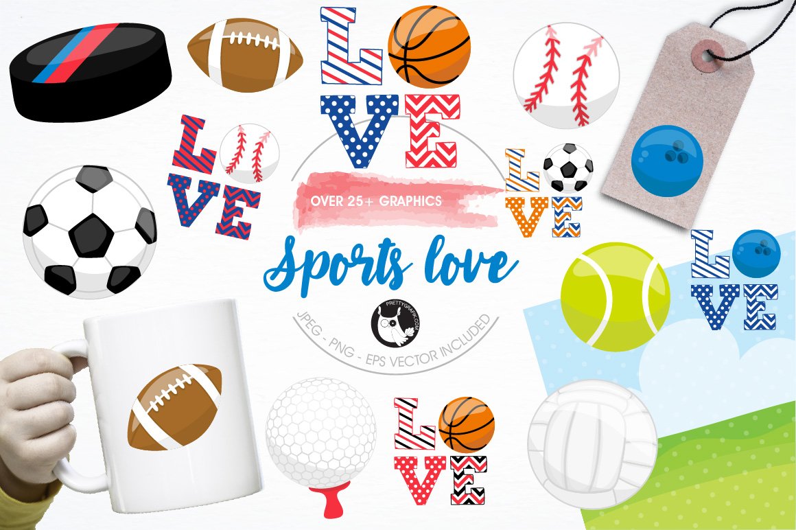 Sports love illustration pack cover image.
