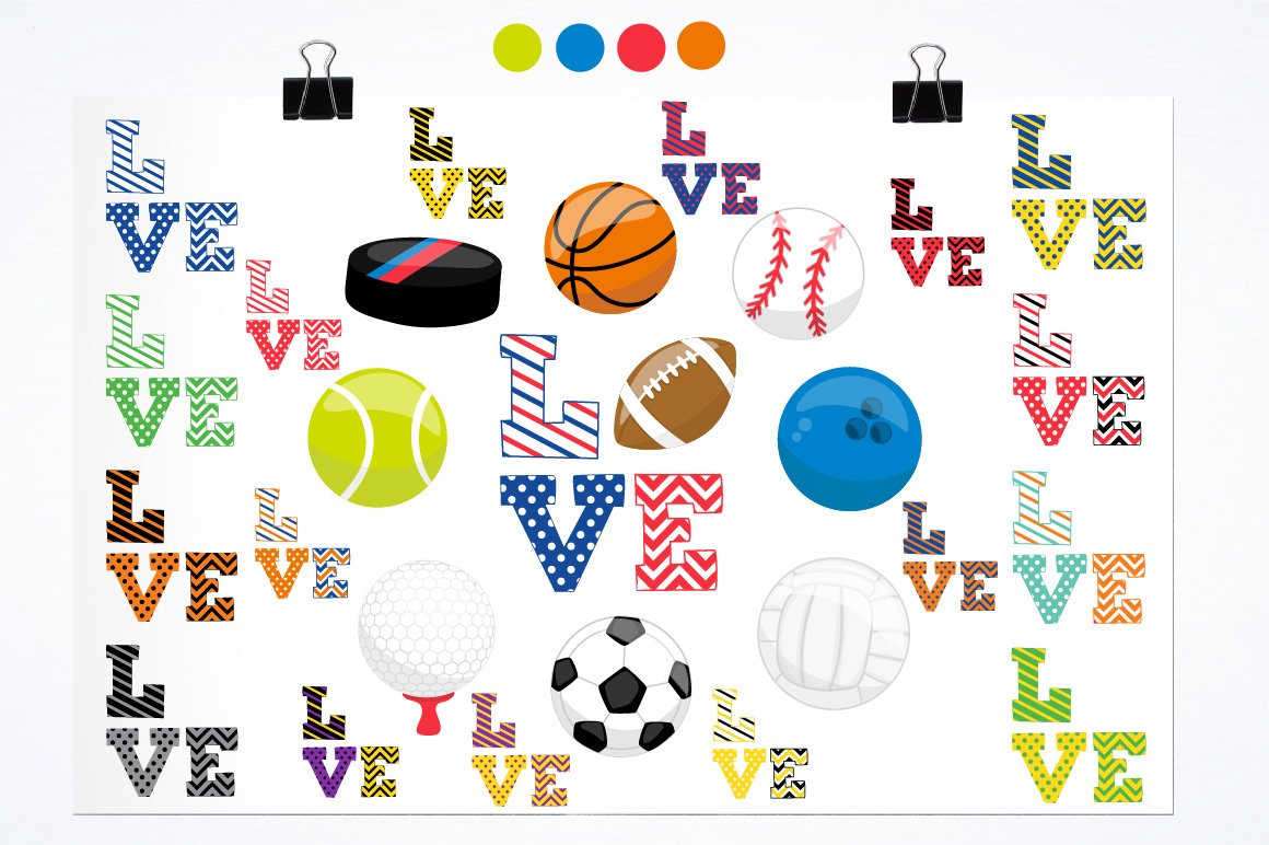 Sports love illustration pack preview image.