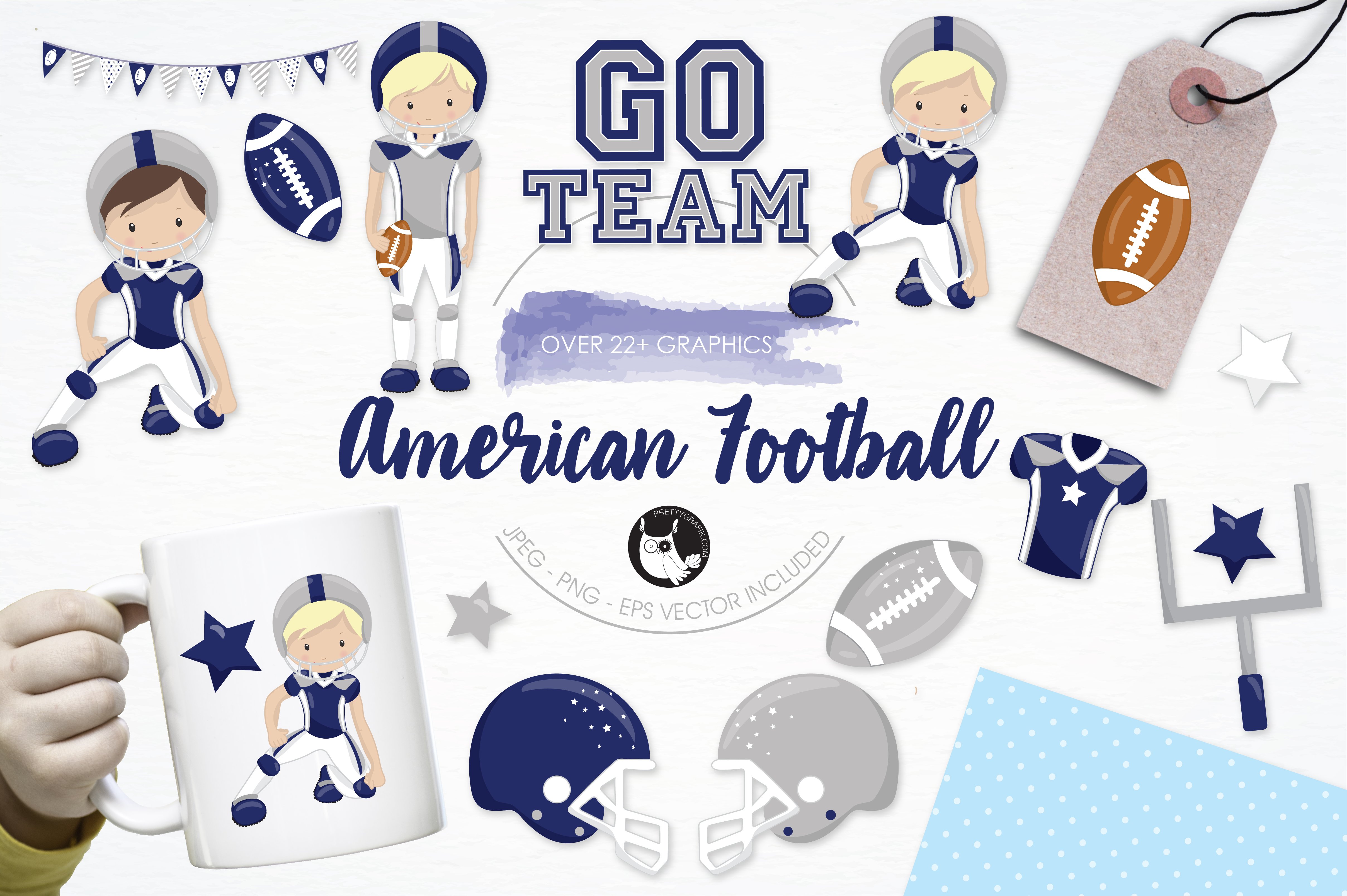 American football illustration pack cover image.